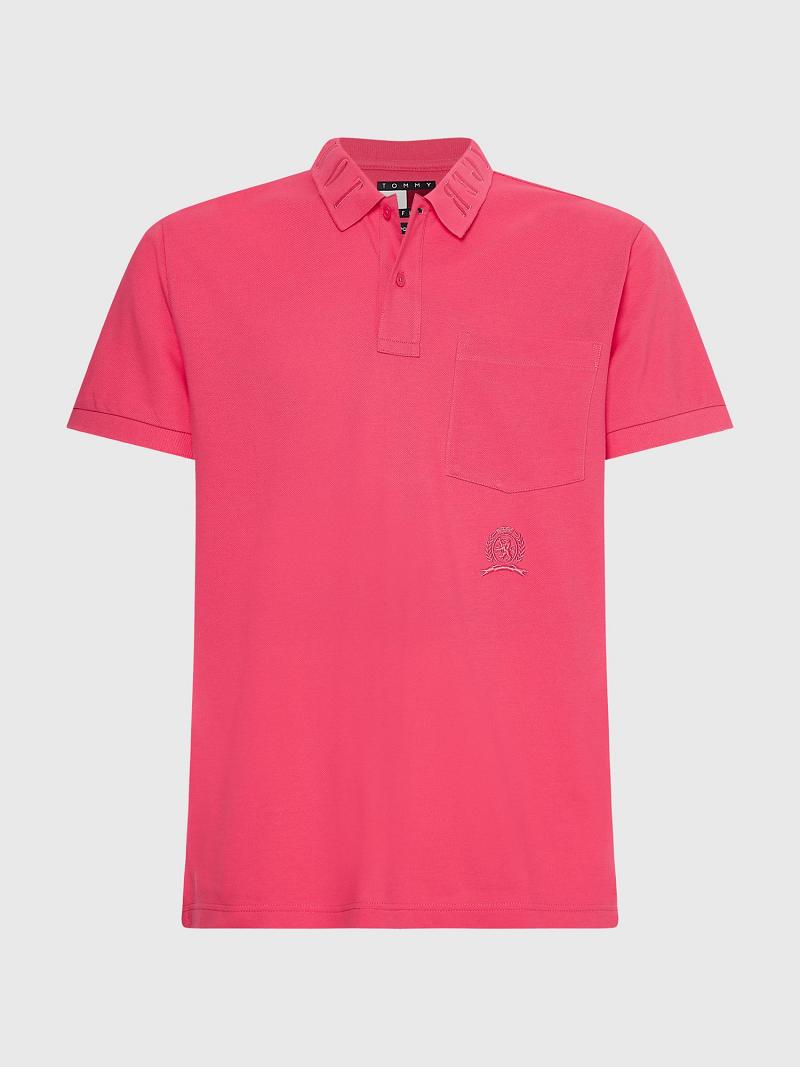 Férfi Tommy Hilfiger Pocket Polos Rózsaszín | HU 1077WNB